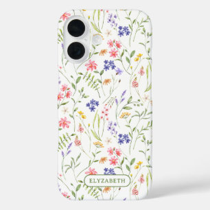 Wildflowers Personalized Name White iPhone 16 Case