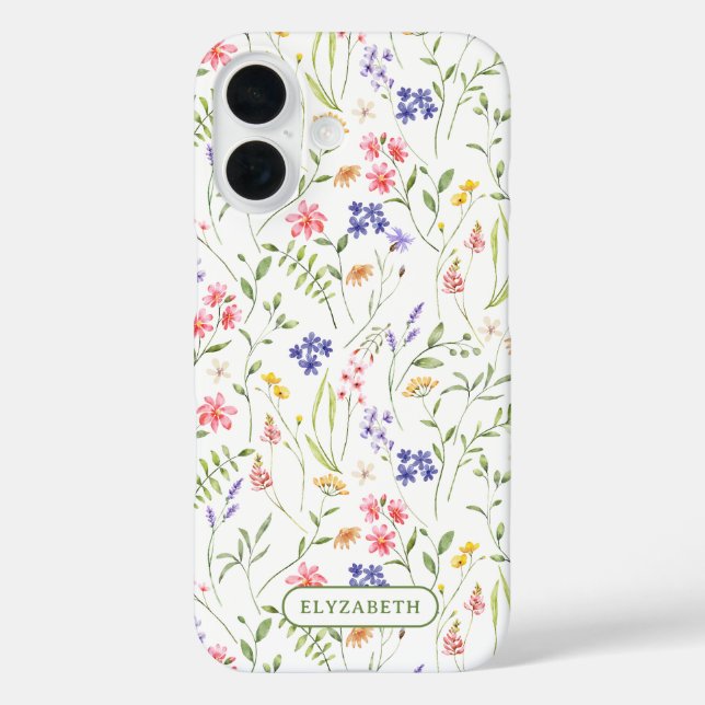 Wildflowers Personalized Name White Case-Mate iPhone Case (Back)