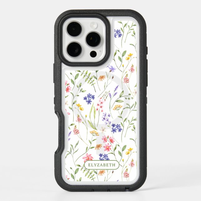 Wildflowers Personalized Name White Otterbox iPhone Case (Back)