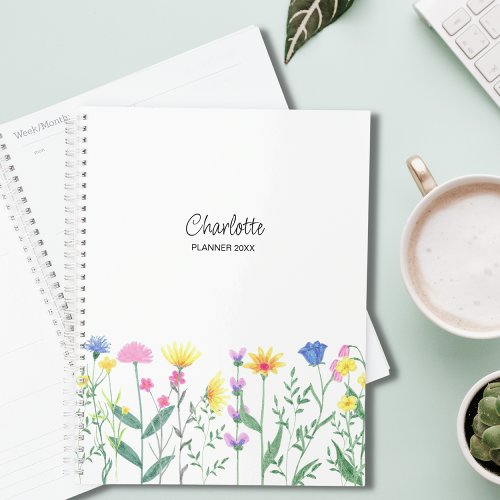 Wildflowers Personalized Script Name Planner