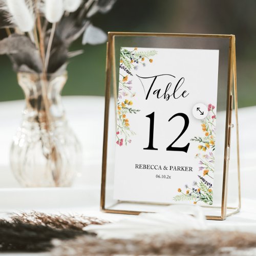Wildflowers personalized Wedding Table Number