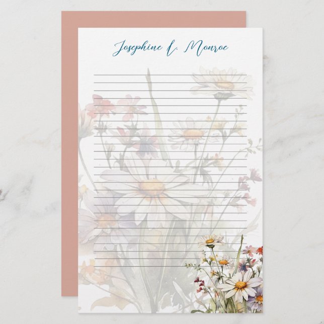 Wildflowers Personalized Writing Paper Lined (Front/Back)
