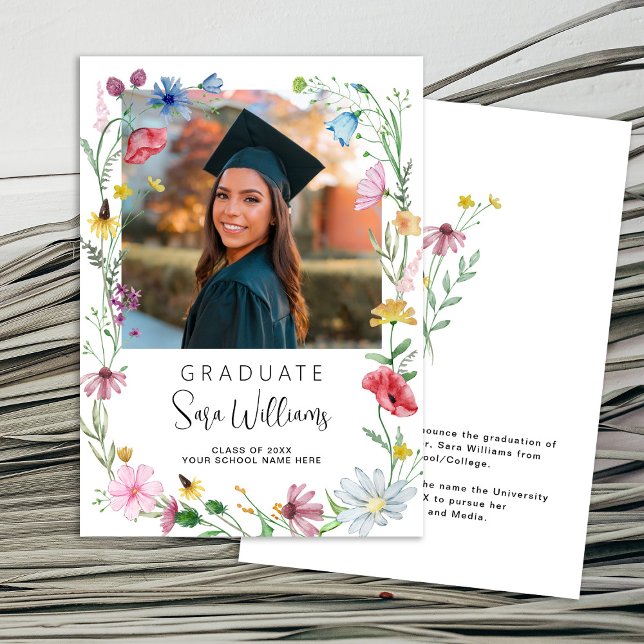 Wildflowers Photo Graduation Announcement (Creator Uploaded)