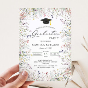 Wildflowers Photo Graduation Party Invitation