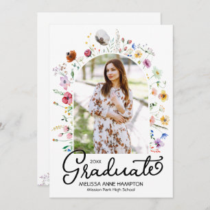 Wildflowers Photo Graduation Party Invitation