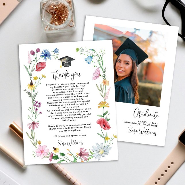 Wildflowers Photo Graduation Thank you (Creator Uploaded)