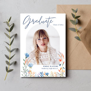 Wildflowers Photo High School Graduation Invitation
