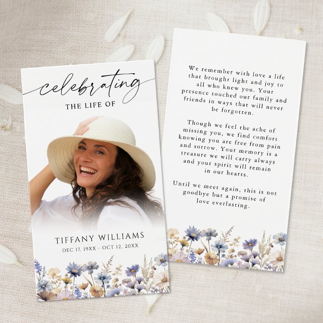 Wildflowers Photo In Loving Memory Prayer Card (Creator Uploaded)
