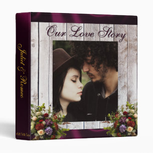 Wildflowers, Photo & Purple Ribbon Wedding Album 2 3 Ring Binder
