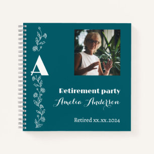 Wildflowers photo retirement turquoise guest book