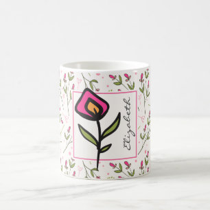 Wildflowers - Pink and Orange Petals Personalized Coffee Mug