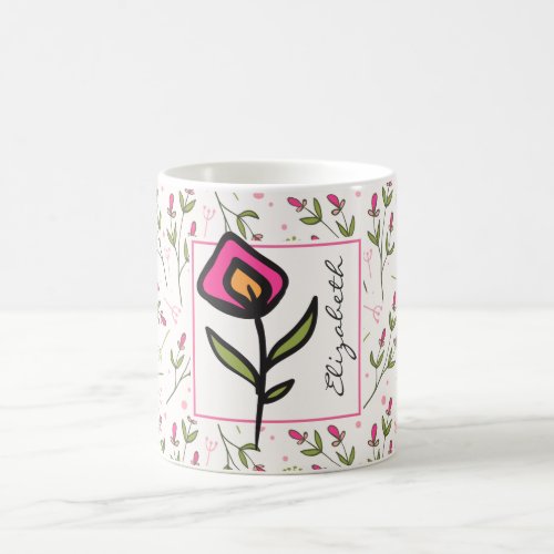 Wildflowers _ Pink and Orange Petals Personalized Coffee Mug