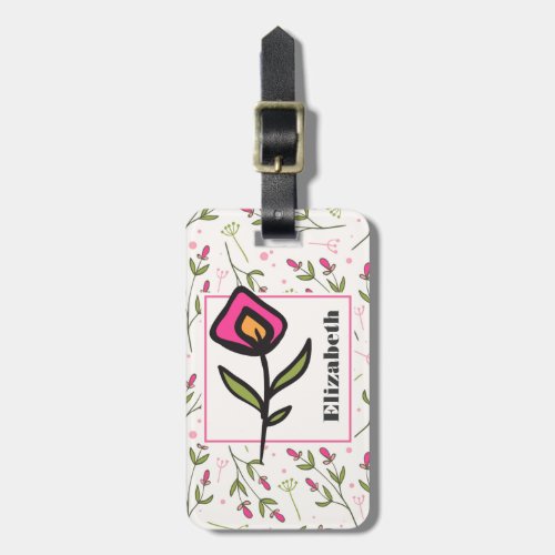 Wildflowers _ Pink and Orange Petals Personalized Luggage Tag