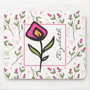 Wildflowers - Pink and Orange Petals Personalized Mouse Pad