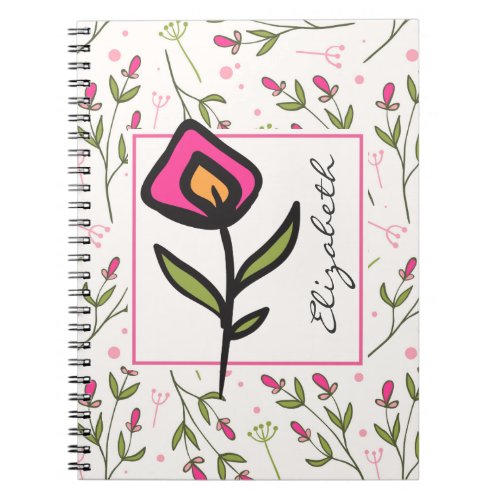 Wildflowers _ Pink and Orange Petals Personalized Notebook