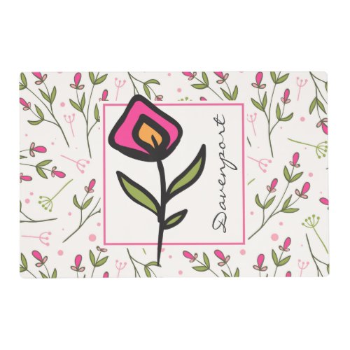 Wildflowers _ Pink and Orange Petals Personalized Placemat