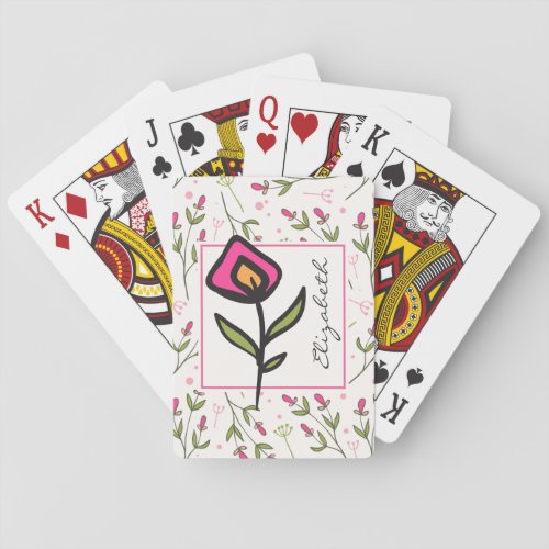 Wildflowers _ Pink and Orange Petals Personalized Playing Cards