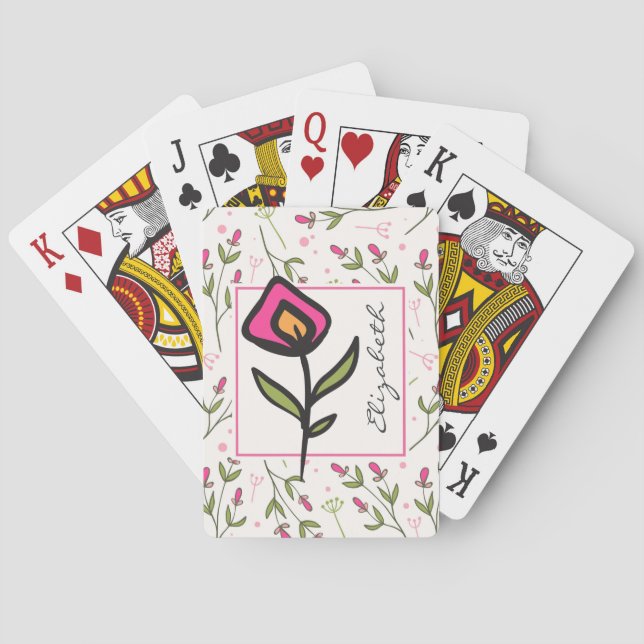 Wildflowers - Pink and Orange Petals Personalized Poker Cards (Back)