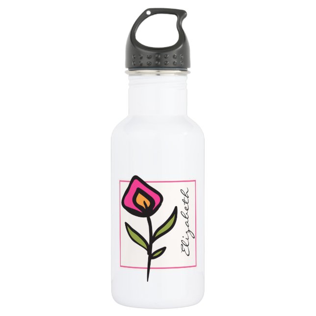 Wildflowers - Pink and Orange Petals Personalized Stainless Steel Water Bottle (Front)