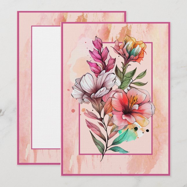 Wildflowers Pink and Purple Blank Card (Front/Back)