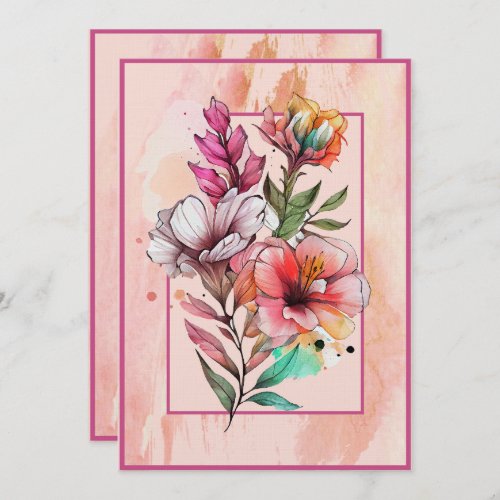 Wildflowers Pink and Purple Blank Card