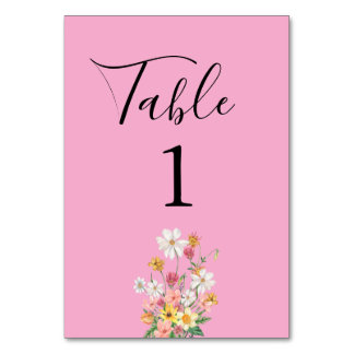 Wildflowers Pink Birthday Table Number