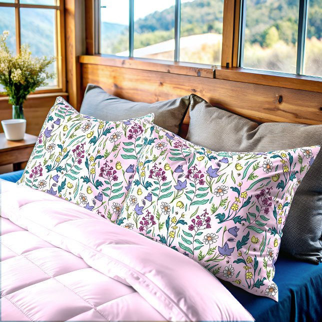 Wildflowers Pink Color Pillow Case (Wildflowers Pink Color Pillow Case)