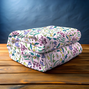 Wildflowers Pink Fleece Blanket, Medium