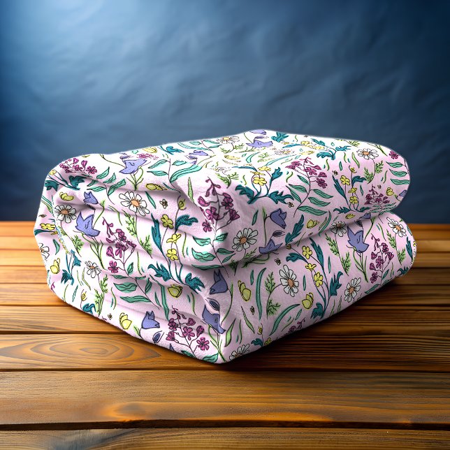 Wildflowers Pink Fleece Blanket, Medium (Wildflowers Pink Fleece Blanket)