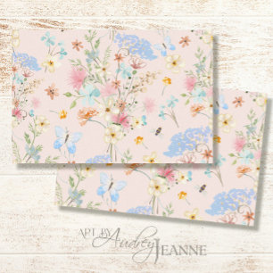 Wildflowers Pink Floral Bee Butterfly Decoupage Tissue Paper