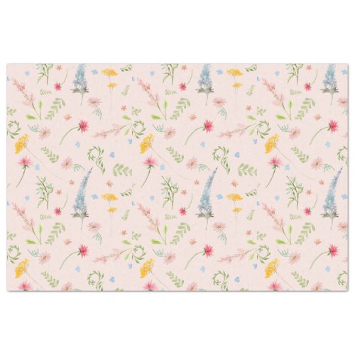 Wildflowers Pink Floral Yellow Flowers Decoupage Tissue Paper