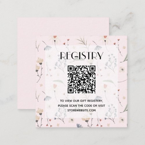 Wildflowers Pink Girl Baby Shower Registry QR Code Enclosure Card