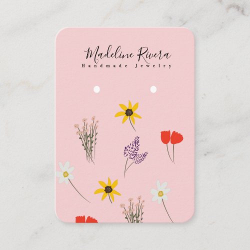 Wildflowers Pink Handmade Earring Display Card
