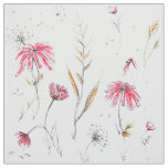 Wildflowers Pink &amp; Mustard Fabric