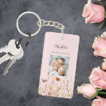 Wildflowers pink photo monogram keychain<br><div class="desc">Add a touch of personal charm to your daily routine with our Personalized Floral Keychain. Featuring a delightful pink background decorated with wildflowers from a summer meadow, this keychain is as beautiful as it is practical. Perfect for keeping your keys organized while adding a personal touch to your space. Beautiful...</div>