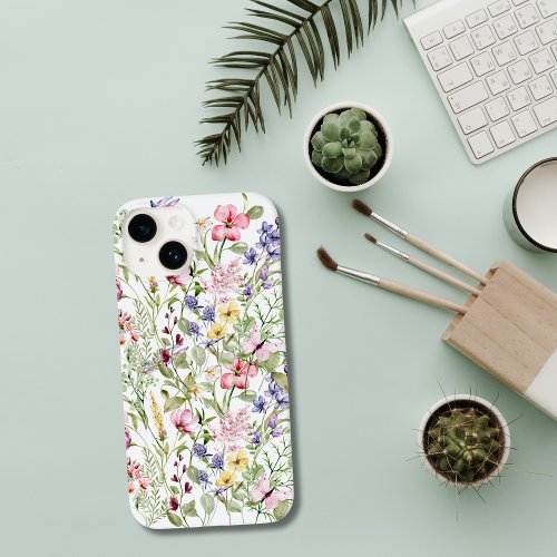 Wildflowers Pink Purple Yellow Flowers Greenery Case_Mate iPhone 14 Case