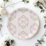 Wildflowers pink ribbon Bow Coquette baby shower Paper Plates<br><div class="desc">Wildflowers pink ribbon Bow Coquette baby shower Paper Plates
Matching items are available.</div>