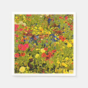 Wildflowers poppies colorful flower festival napkins