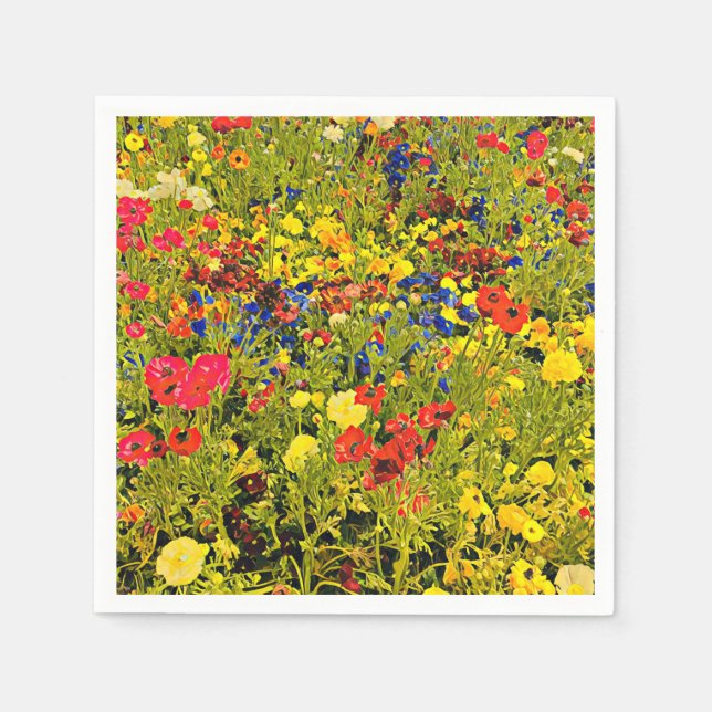 Wildflowers poppies colorful flower festival napkins (Front)