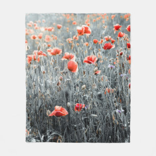 Wildflowers poppies fleece blanket