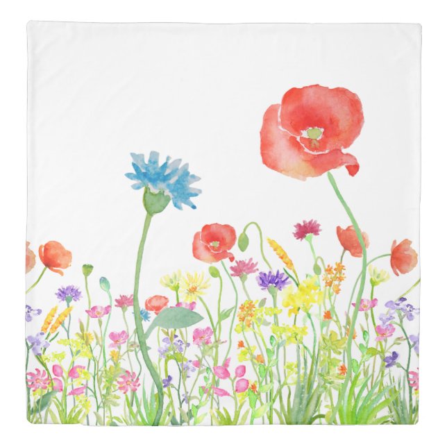 wildflowers poppy comforter duvet reversible cover (Front)