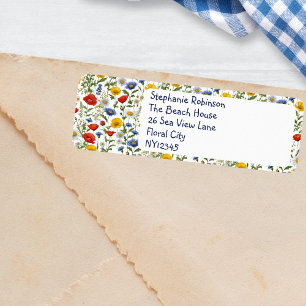 Wildflowers Pretty Floral Design Colorful Custom Label