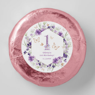 Wildflowers purple Butterfly 1st birthday party Dipped Oreo Cookie Favors