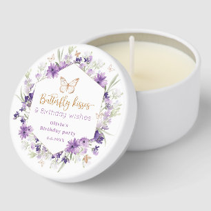 Wildflowers purple Butterfly birthday Mini Candle Favors