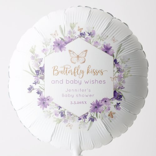 Wildflowers purple Butterfly kisses baby shower Balloon