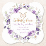 Wildflowers purple Butterfly kisses baby shower Paper Coaster<br><div class="desc">Wildflowers purple Butterfly kisses baby shower Paper Coaster
Matching items available.</div>