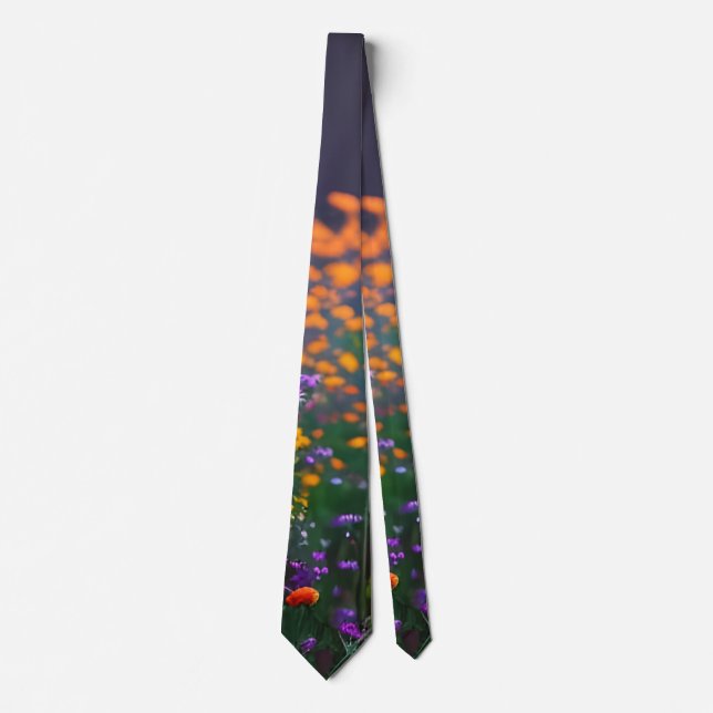 Wildflowers, purple, orange neck tie (Front)