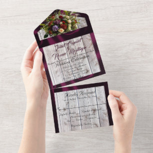 Wildflowers, Purple Ribbon & Lights All In One Invitation