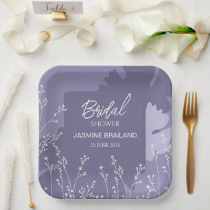 Wildflowers Purple Shades Floral Bridal Paper Plates