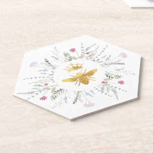 wildflowers Queen bee design Paper Coaster